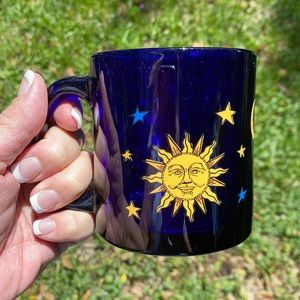 Libbey Celestial Moon Stars Sun Cobalt Mug